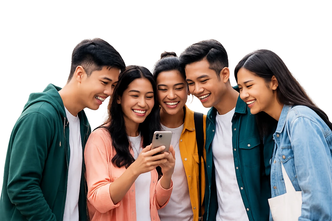 Young people using the app